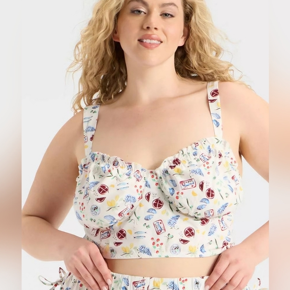 Colsie Floral Print Bralette Bustier Crop Top